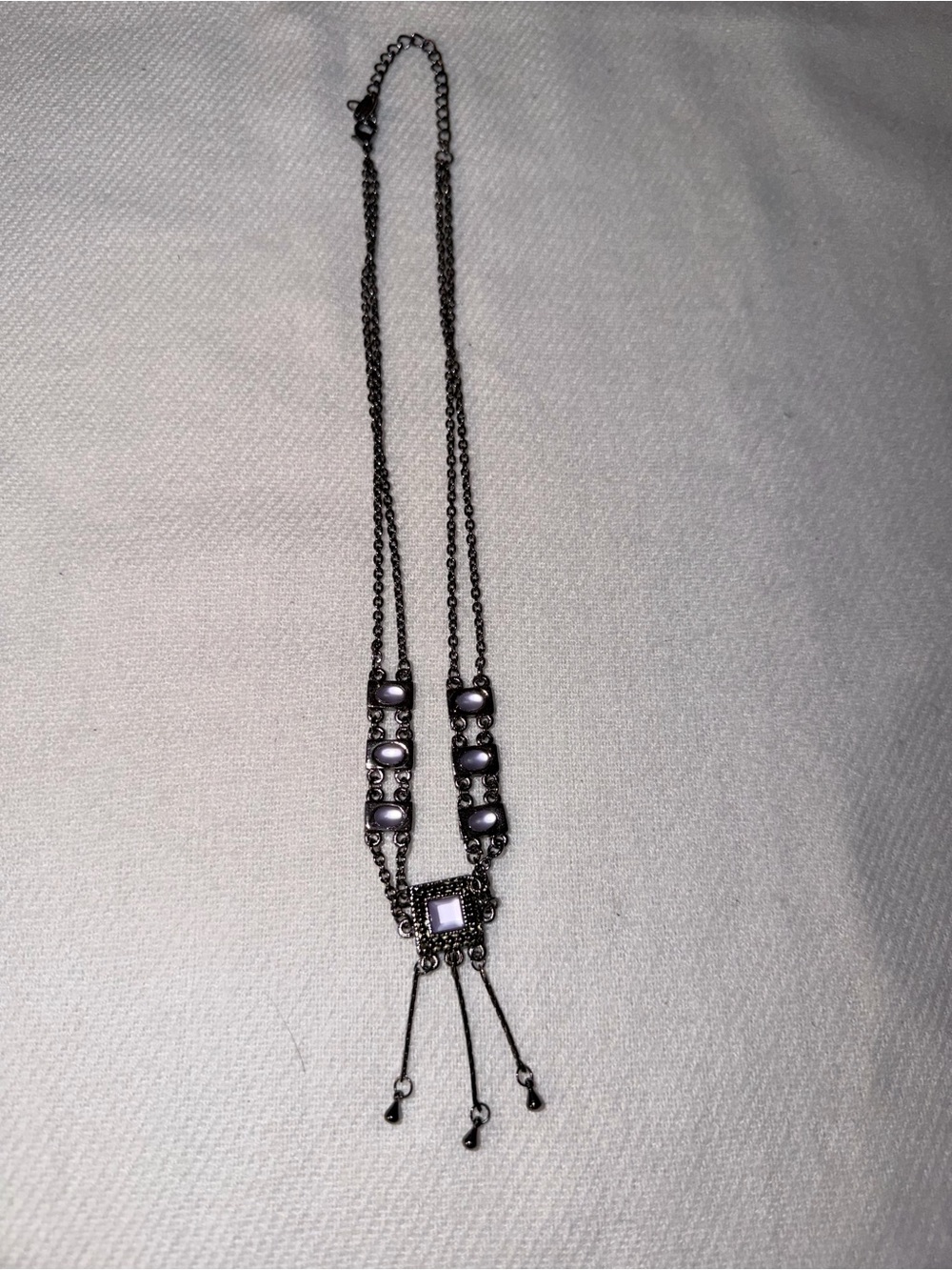 Icing Vintage Victorian Revival Fringe Necklace-Lilac